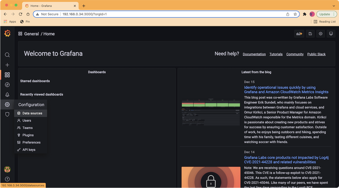 Grafana, data sources