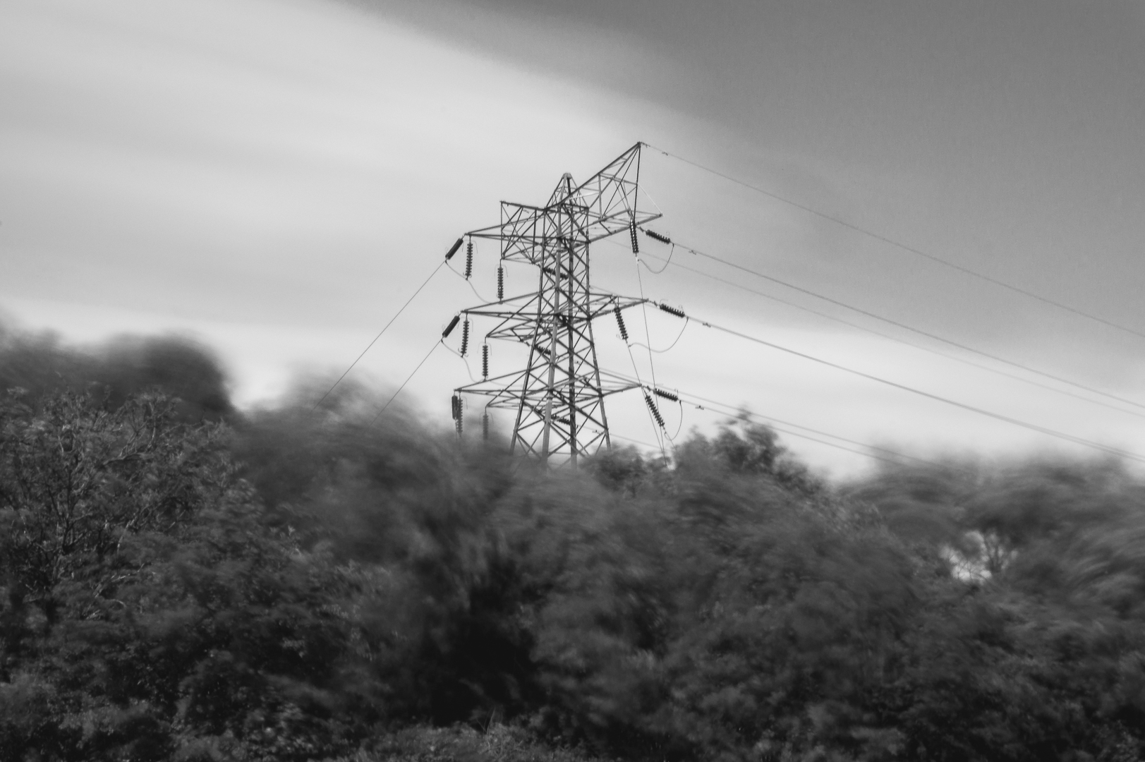 St Nick's, pylon, black and white